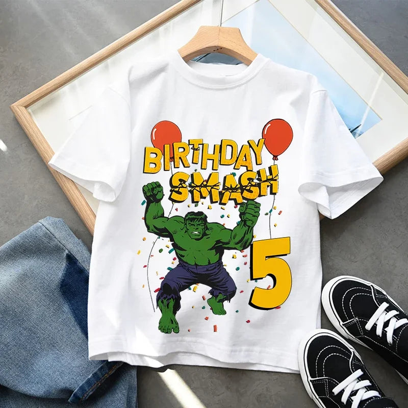 Hulk-verjaardagsshirt - Smash met nummer voor kinderen