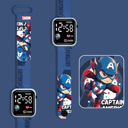 Captain America-kinderhorloge met led - Blauwe chibi
