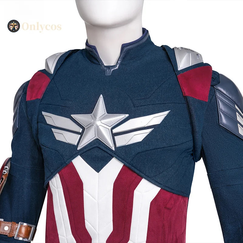 Captain America-kostuum (Falcon) - Blauw-wit-rood kostuum met pantser en schild