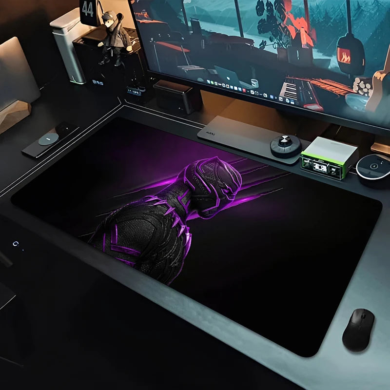 Tapis de souris XXL Gaming Black Panther - Noir monochrome pour bureau