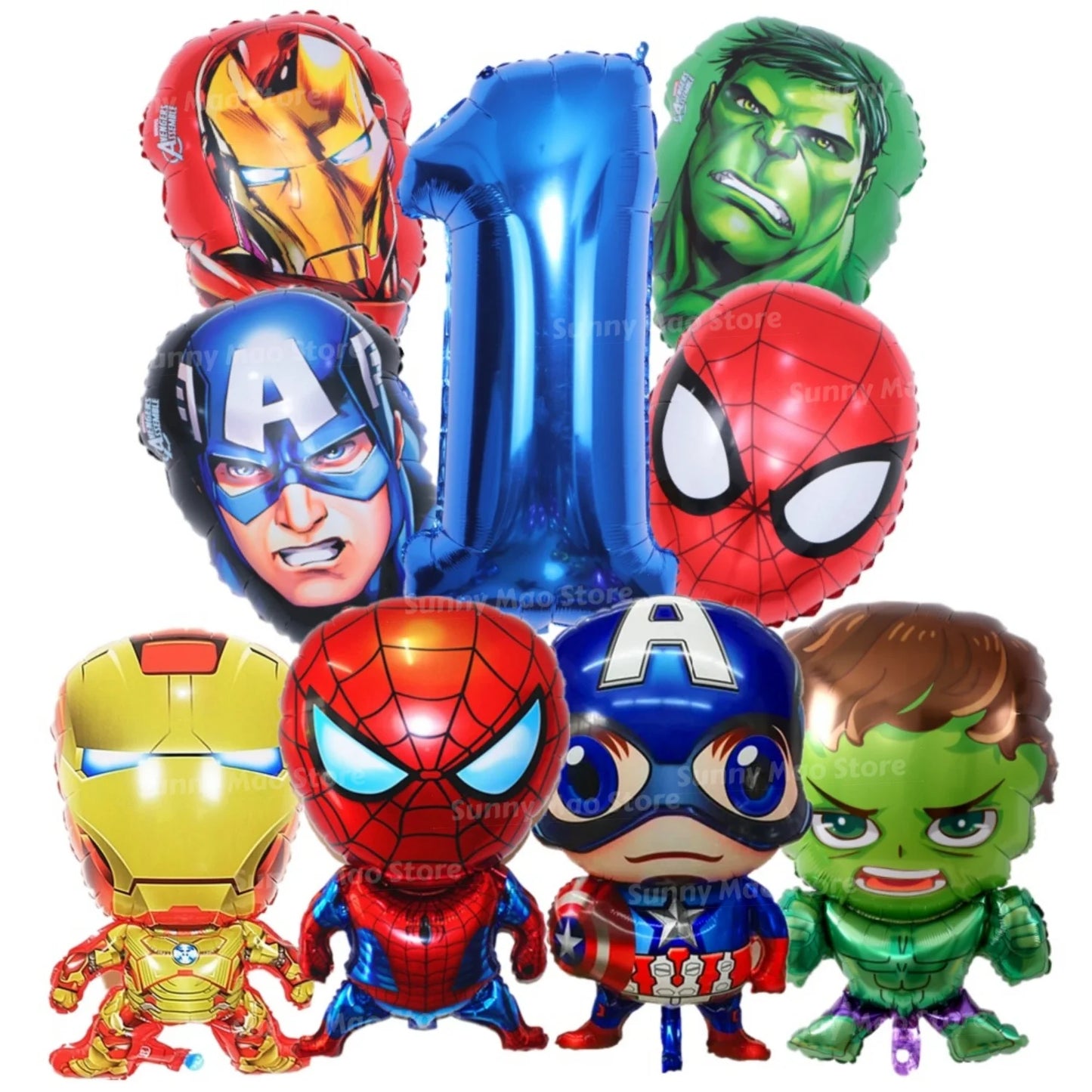 Avengers-verjaardagsdecoratieset - Cijferballonnen Iron Man Spider-Man