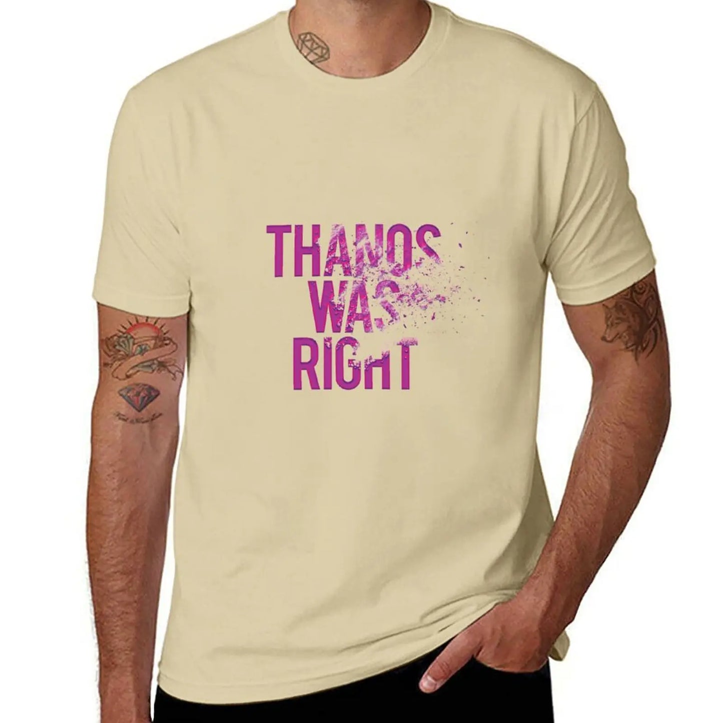Thanos Was Right T-shirt - Tekst met stoft-effect voor heren