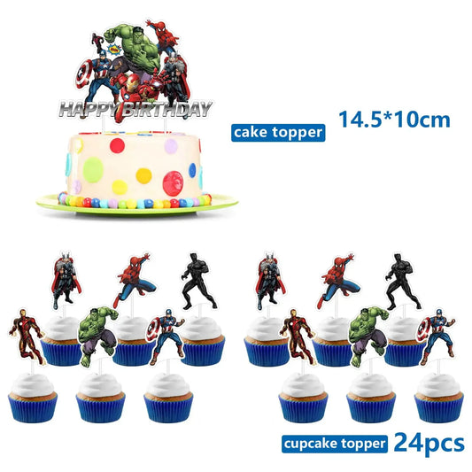 Avengers verjaardagsdecoratie - taarttoppers x25