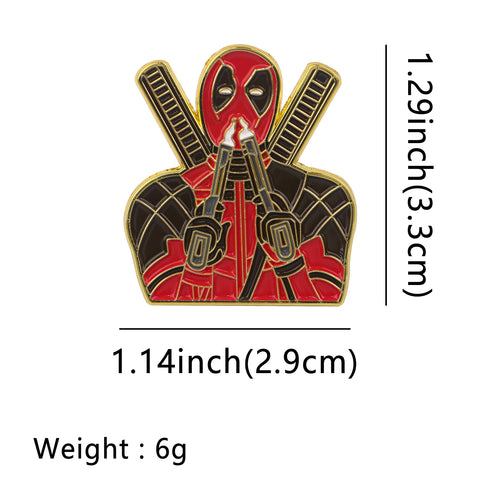 Deadpool-pistolenmetalen badge - broche met gouden katanas