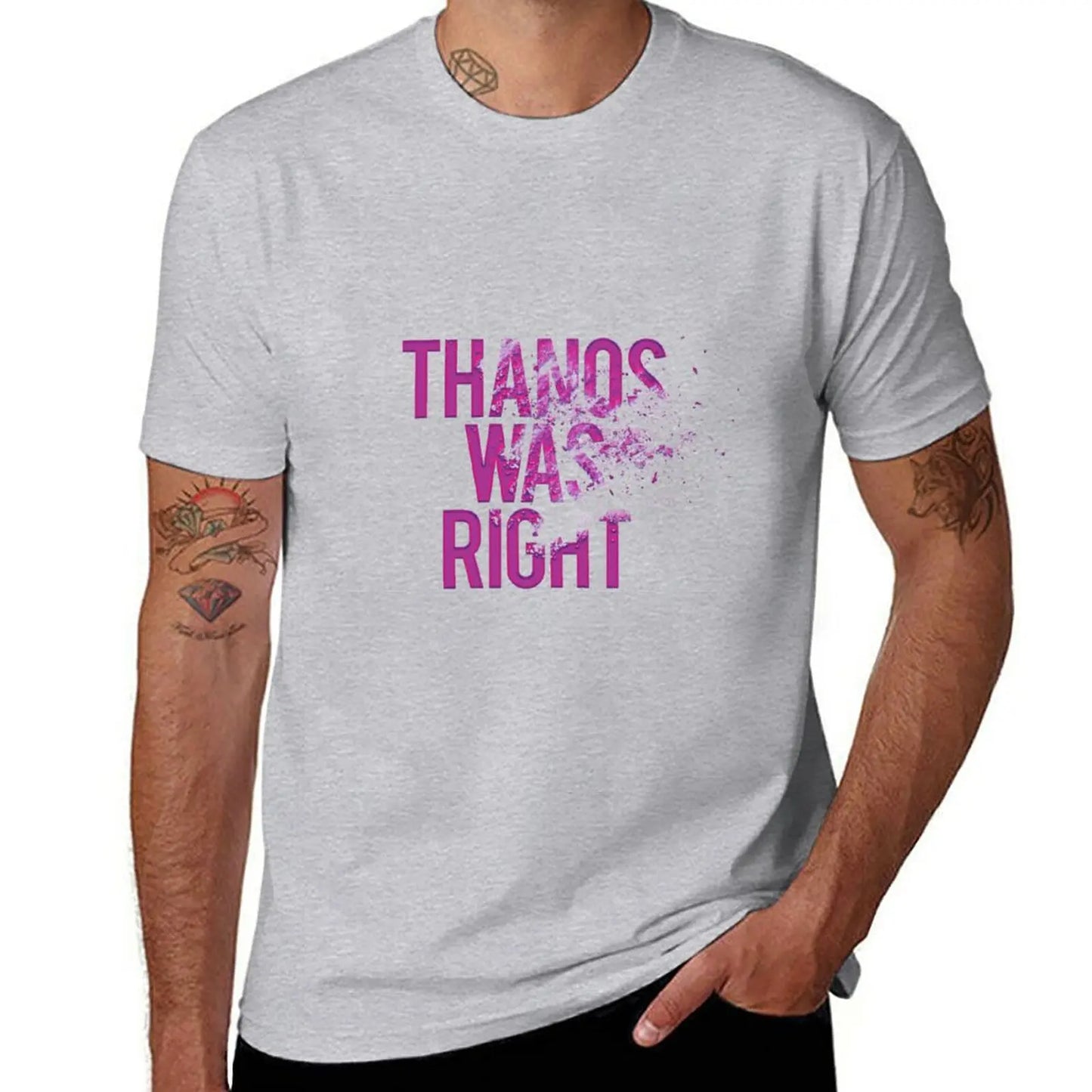 Thanos Was Right T-shirt - Tekst met stoft-effect voor heren