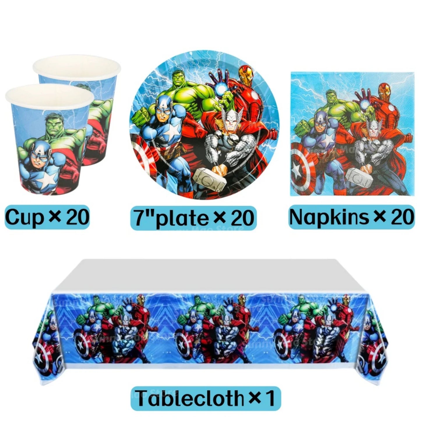 Avengers-verjaardagsdecoratieset - Cijferballonnen Iron Man Spider-Man