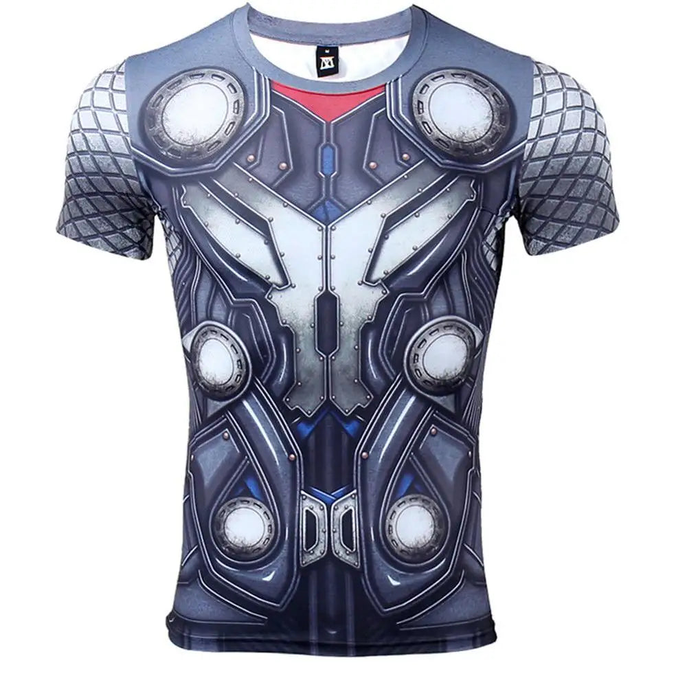 Avengers Thor 3D-compressie-T-shirt - Korte mouwen, blauwgrijs