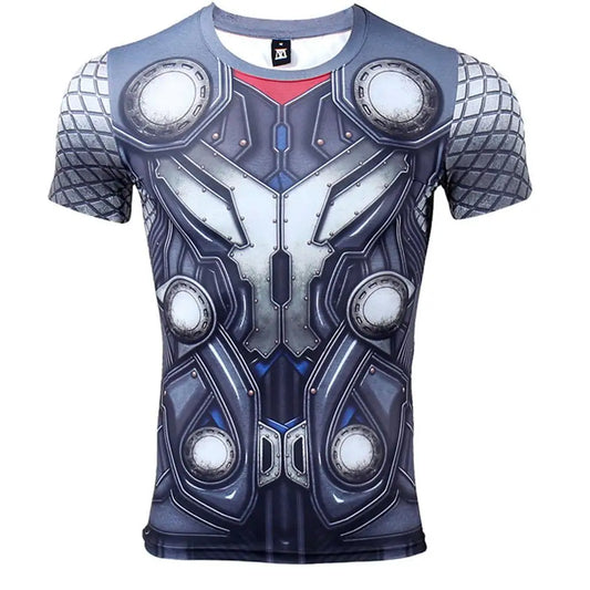 Avengers Thor 3D-compressie-T-shirt - Korte mouwen, blauwgrijs