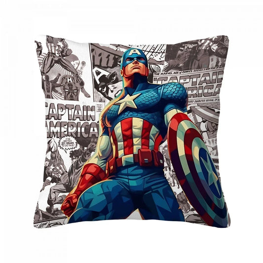 Captain America-kussenhoes - Trots pose tegen een krantenachtergrond