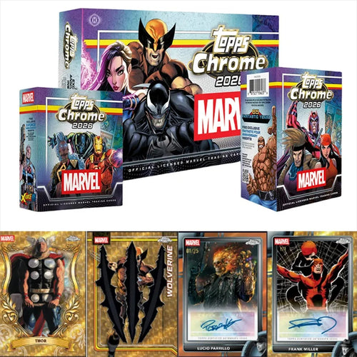 Cartes à collectionner Topps Chrome Marvel Comics 2026 - Coffret officiel Wolverine Venom