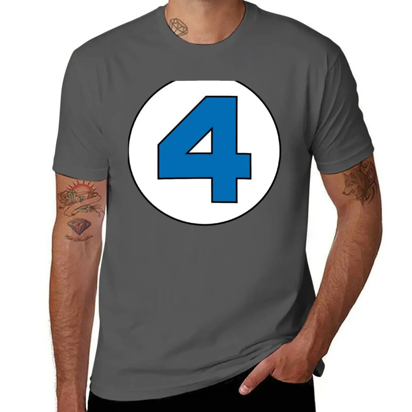 T-shirt The Fantastic 4 - Rond avec logo noir grande taille